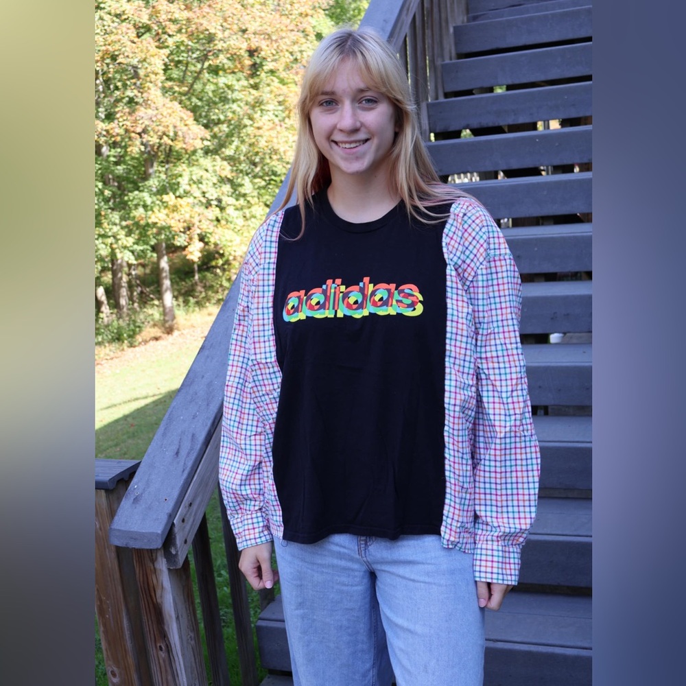 Adidas Black and Multicolor Long Sleeve Shirt